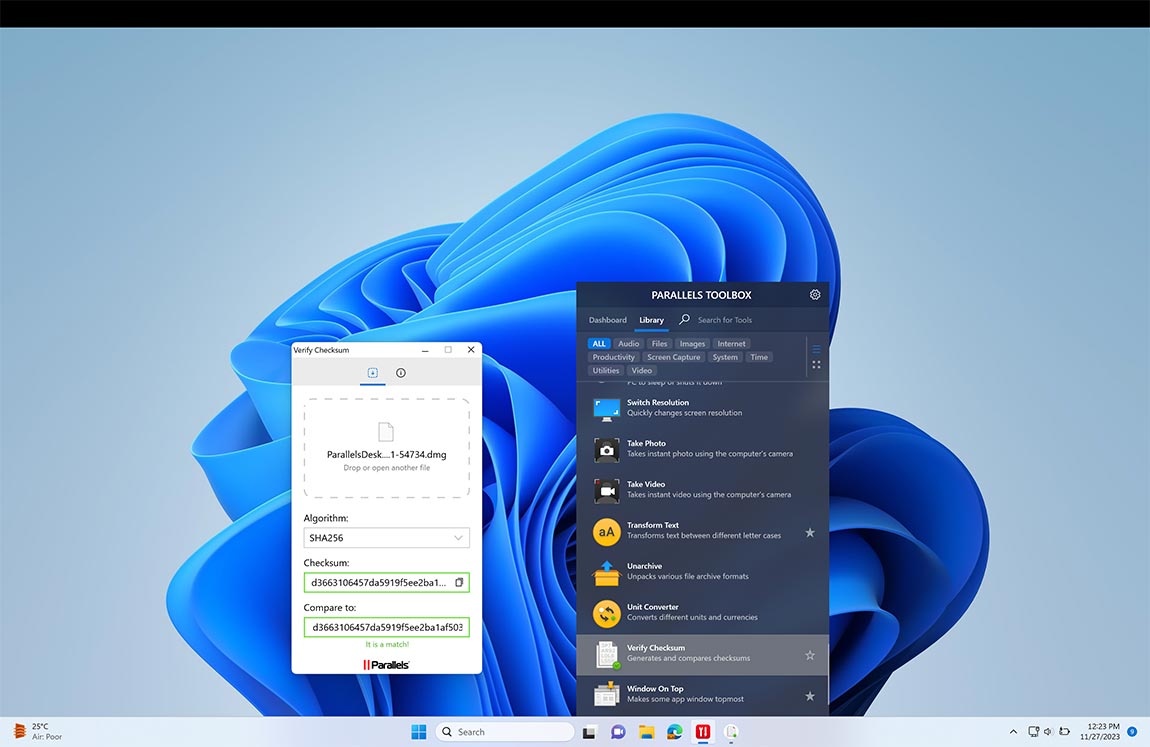 Verify Checksum screen