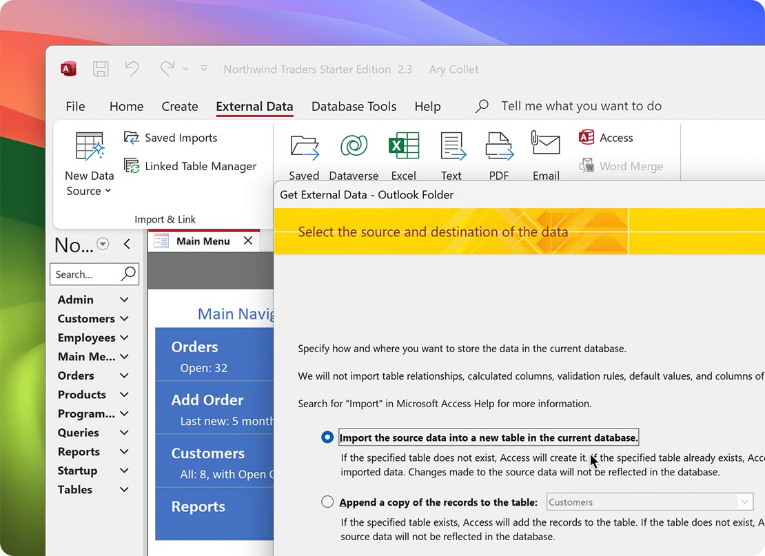 Integration with Microsoft Access