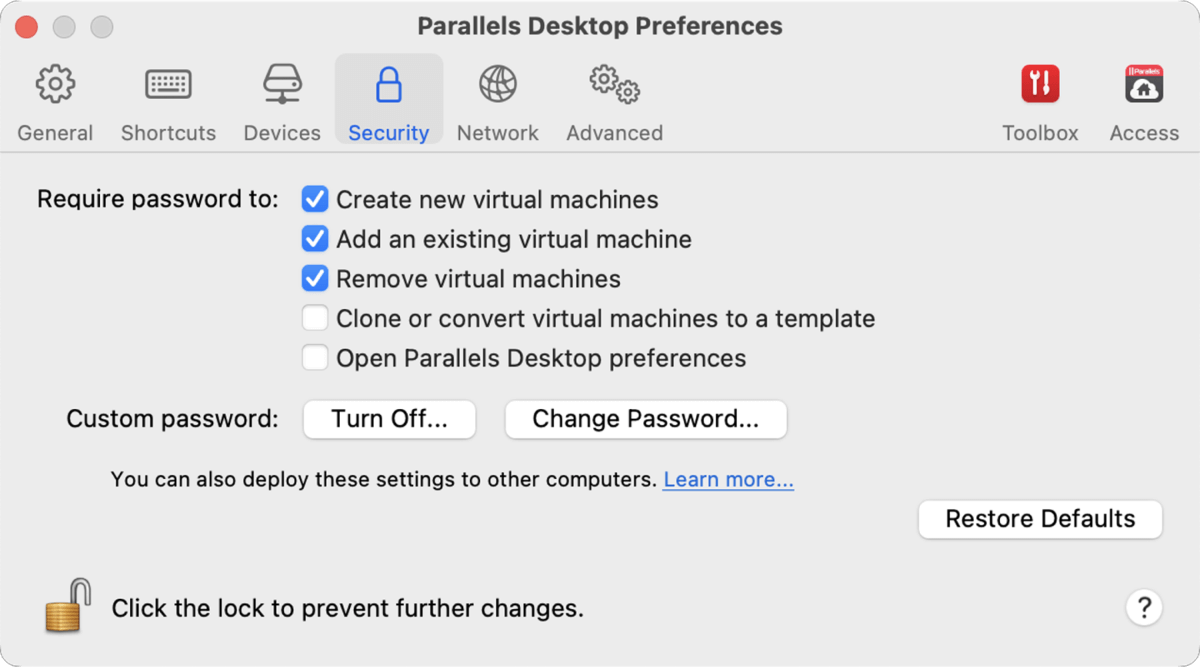 Let users set up Windows and other virtual machines or restrict access to only the one(s) approved and set up by IT